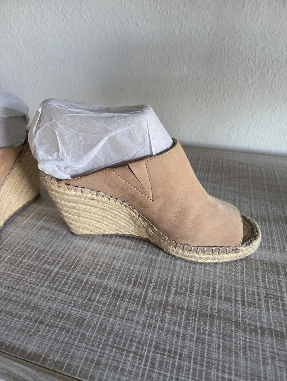 BCBG Women's Tan Espadrille Wedge Mules